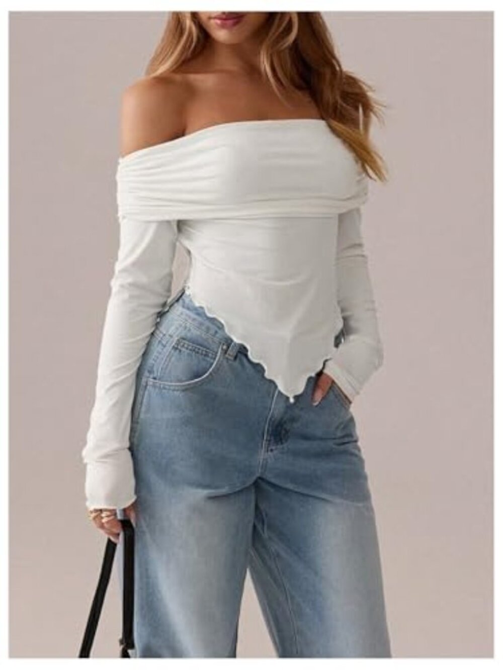 🆕 Women's Off The Shoulder Going Out Tops Ruched Frill Asymmetrical Fall